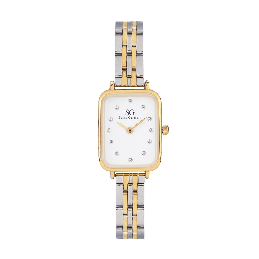 Relógio Feminino Quadrado Square Madison Diamond Bicolor Gold